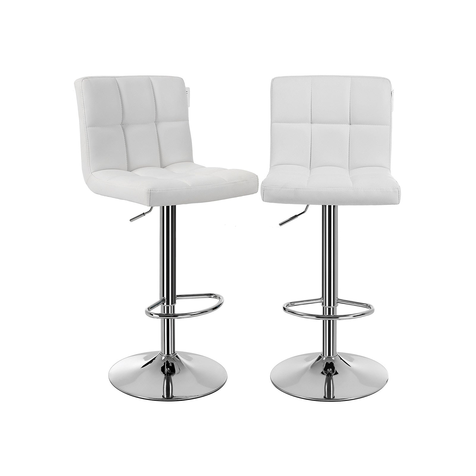 Barkrukken – set van 2 – met rugleuning – gewatteerde zitting – wit