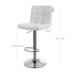 Barkrukken – set van 2 – met rugleuning – gewatteerde zitting – wit