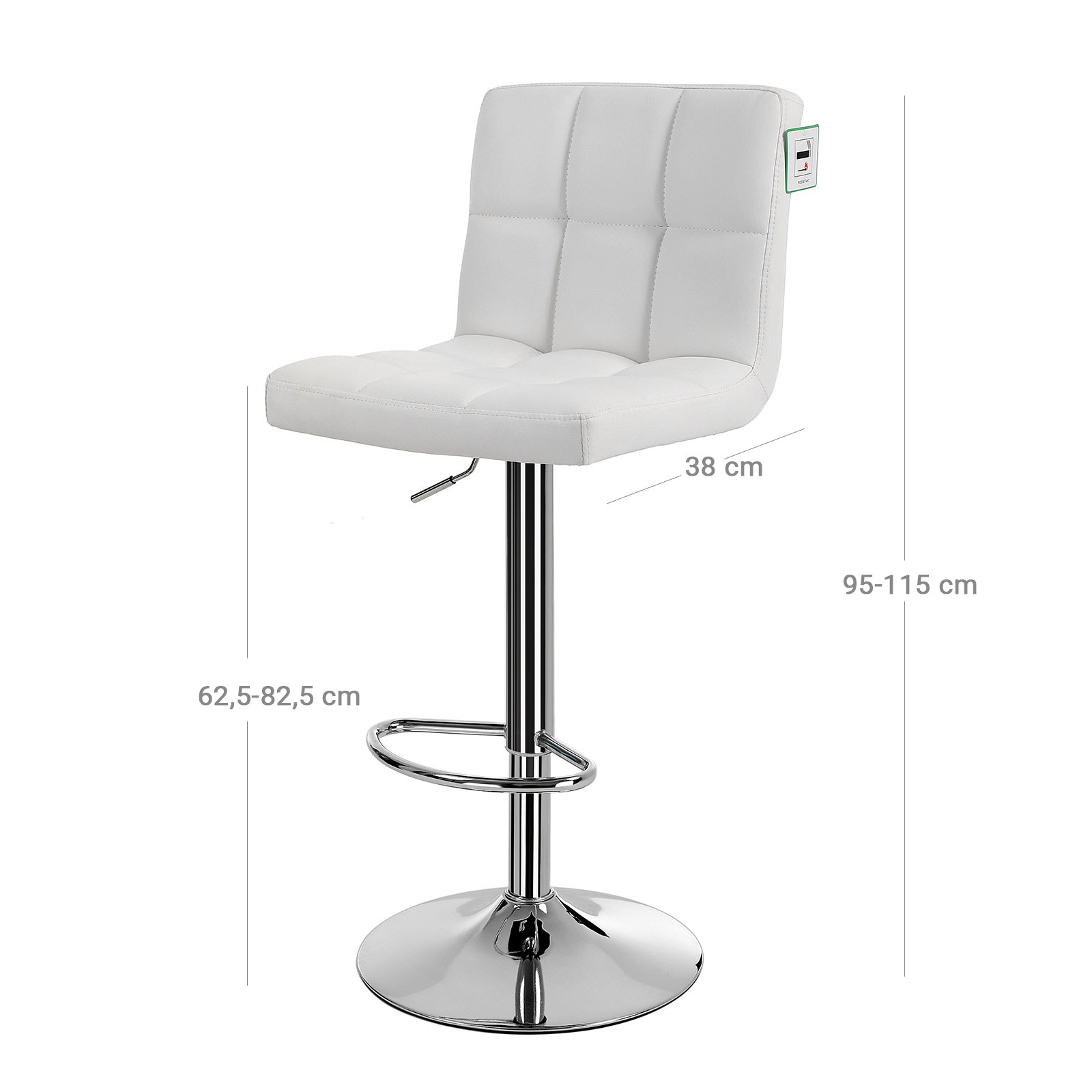 Barkrukken – set van 2 – met rugleuning – gewatteerde zitting – wit