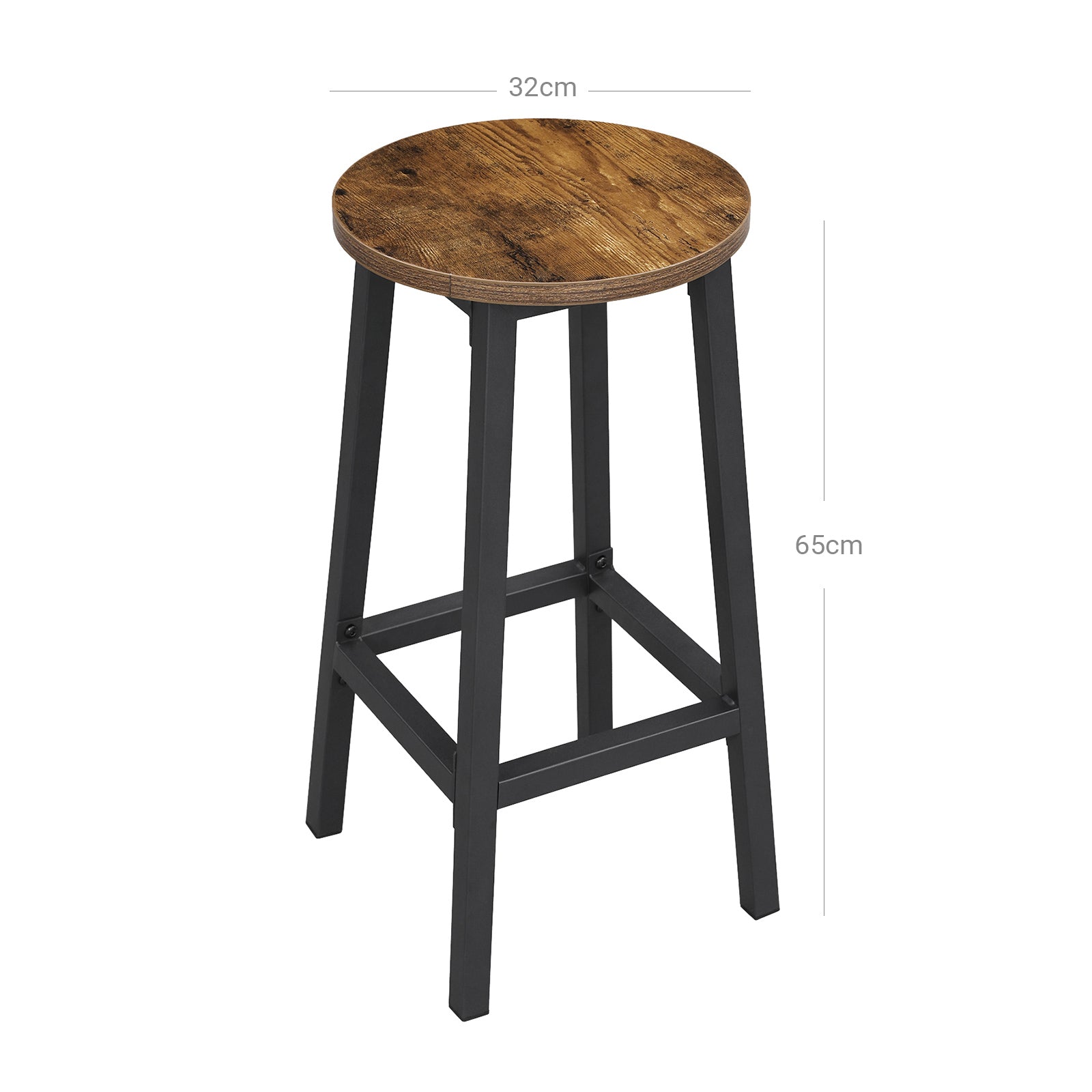 Barkrukken - Set van 2 - Barstoelen met stalen frame - Vintage bruin/zwart