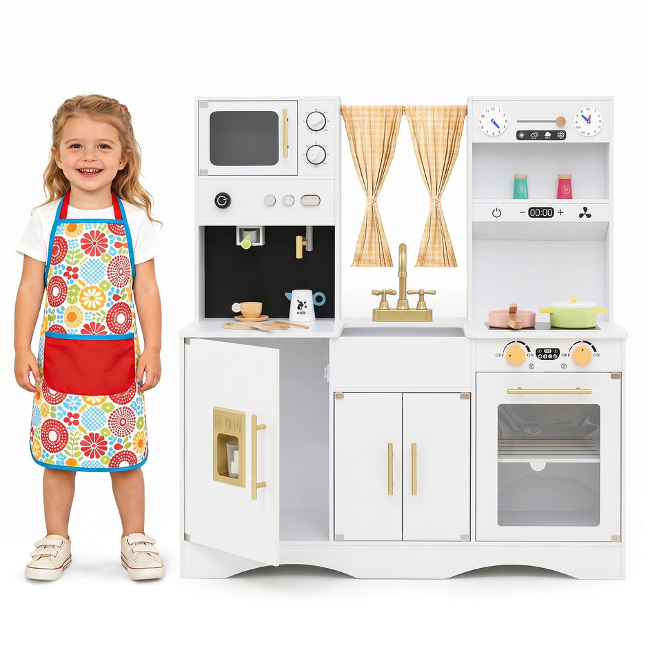 Barnkök – med koktillbehör lekkök i trä mikrovågsugn för från år – 92 x 35 x 90 cm 3