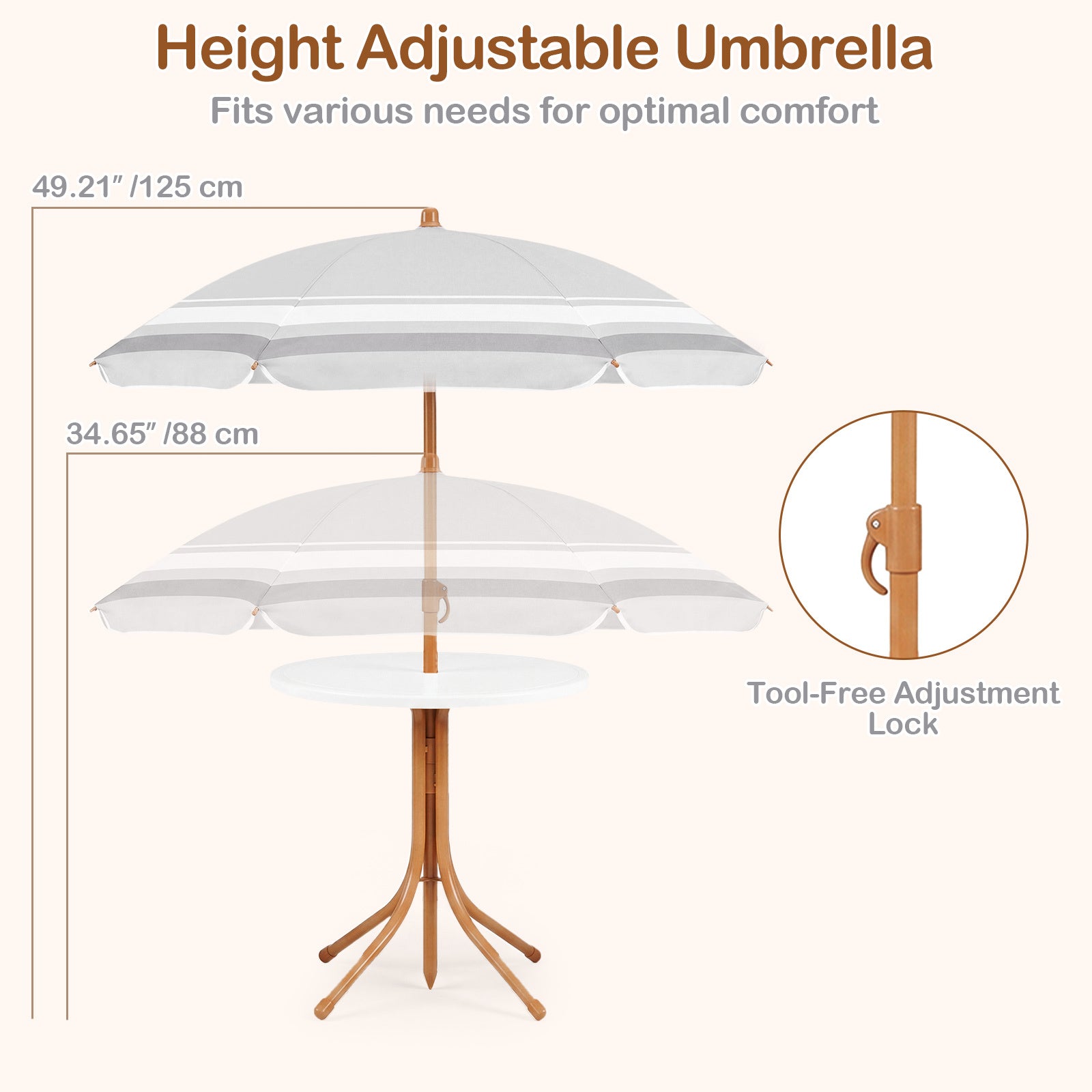 Barnmöbelset – med höjdjusterbart solparasoll, 4‑delat barnset bord och fällstolar – 2