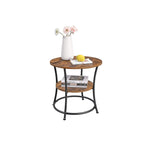 Bijzettafel - Met 2 planken - Industrieel design - Bruin/Zwart