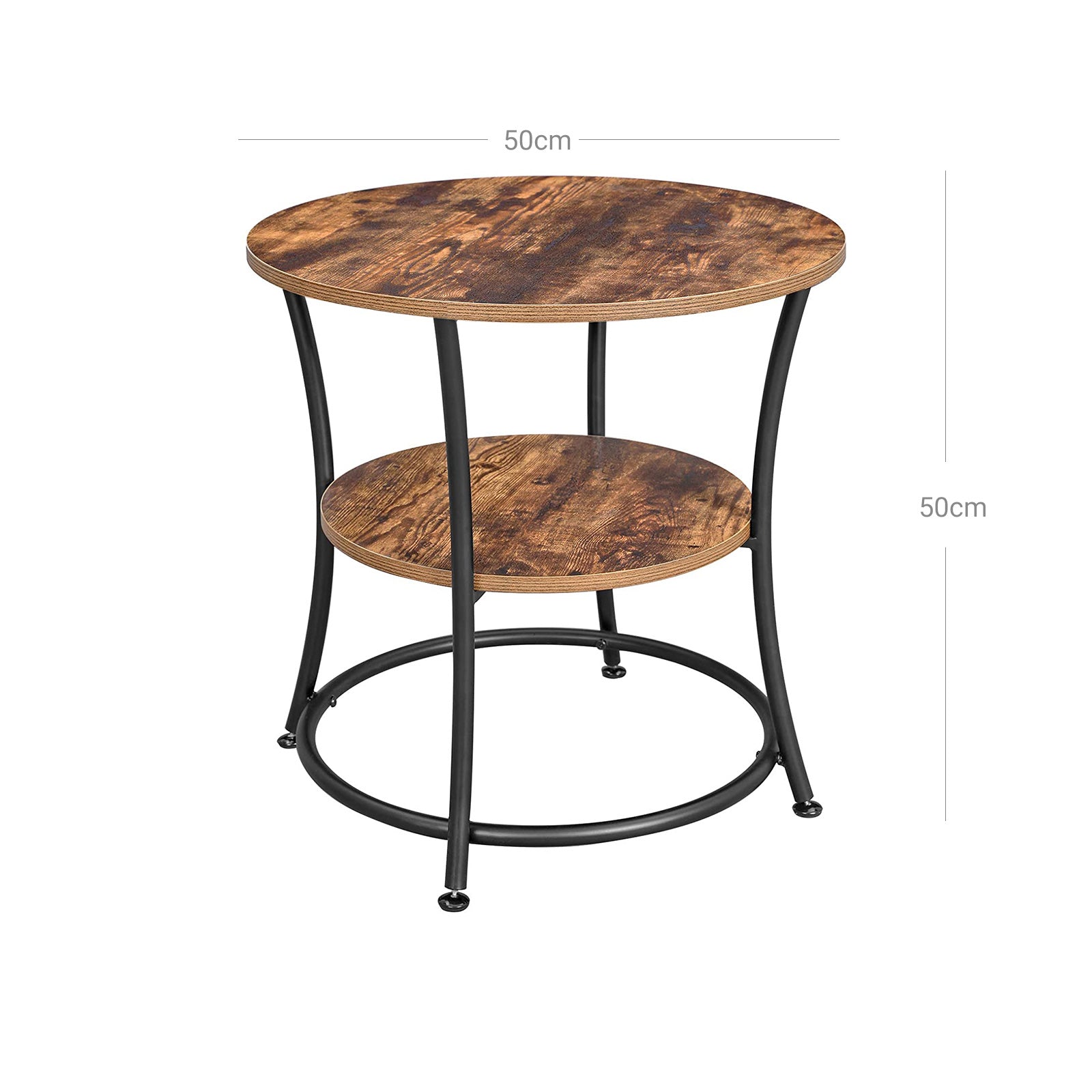 Bijzettafel - Met 2 planken - Industrieel design - Bruin/Zwart