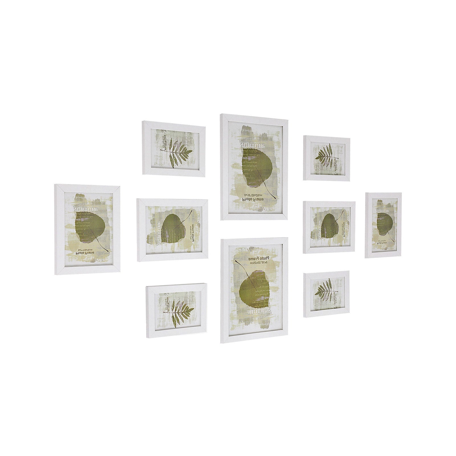 Fotolijst set van 10 – Houten uitstraling – Wit