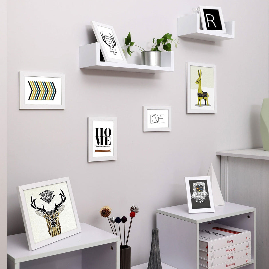 Fotolijst set van 10 – Houten uitstraling – Wit