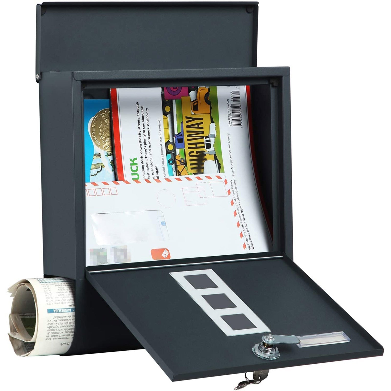 Wandbrievenbus met slot – Weerbestendig – Antraciet