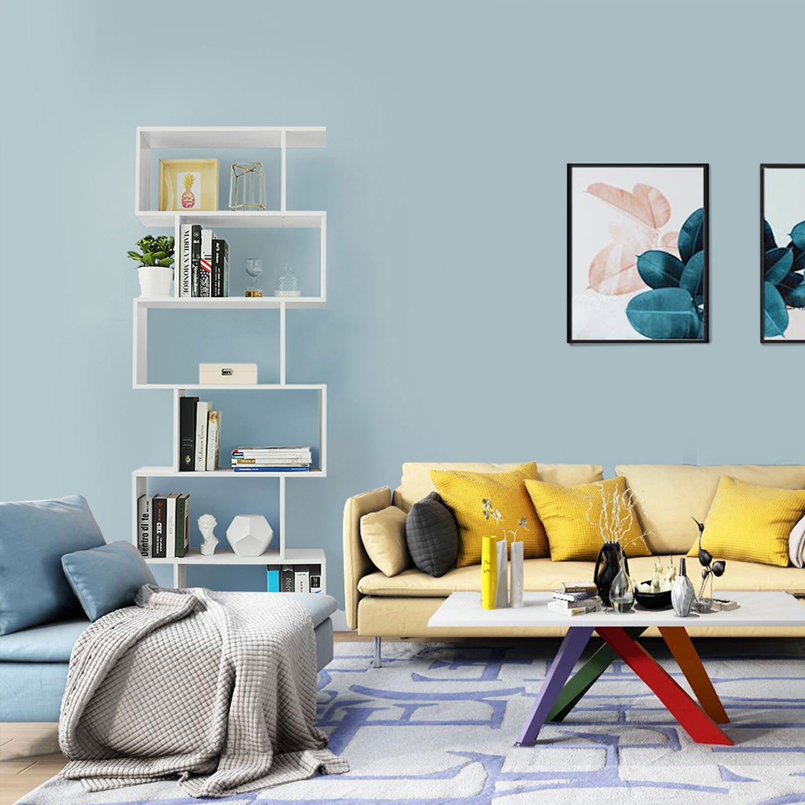 Boekenkast – 6 niveaus – decoratief – wit