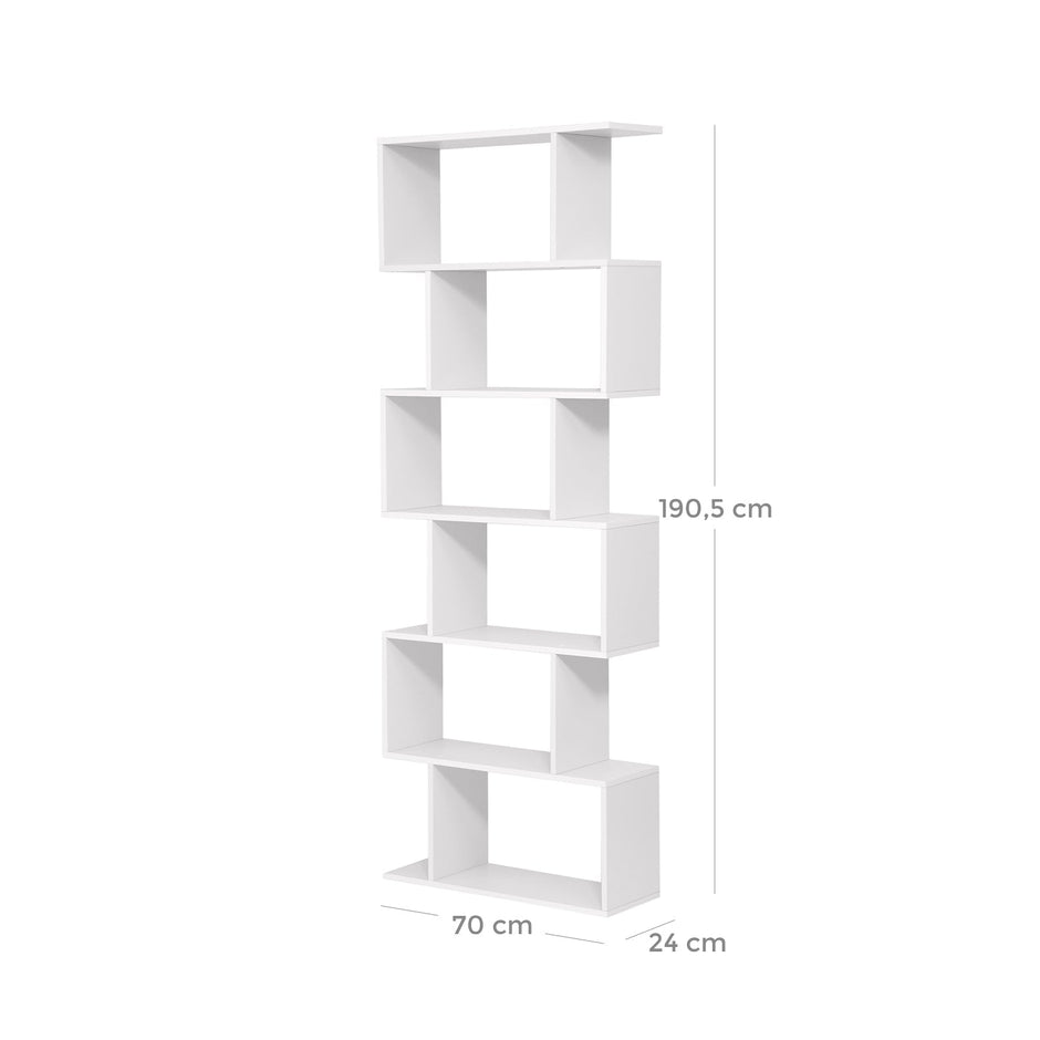 Boekenkast met 6 niveaus – Veiligheid door verankeringspunten – 70 x 24 x 190,5 cm