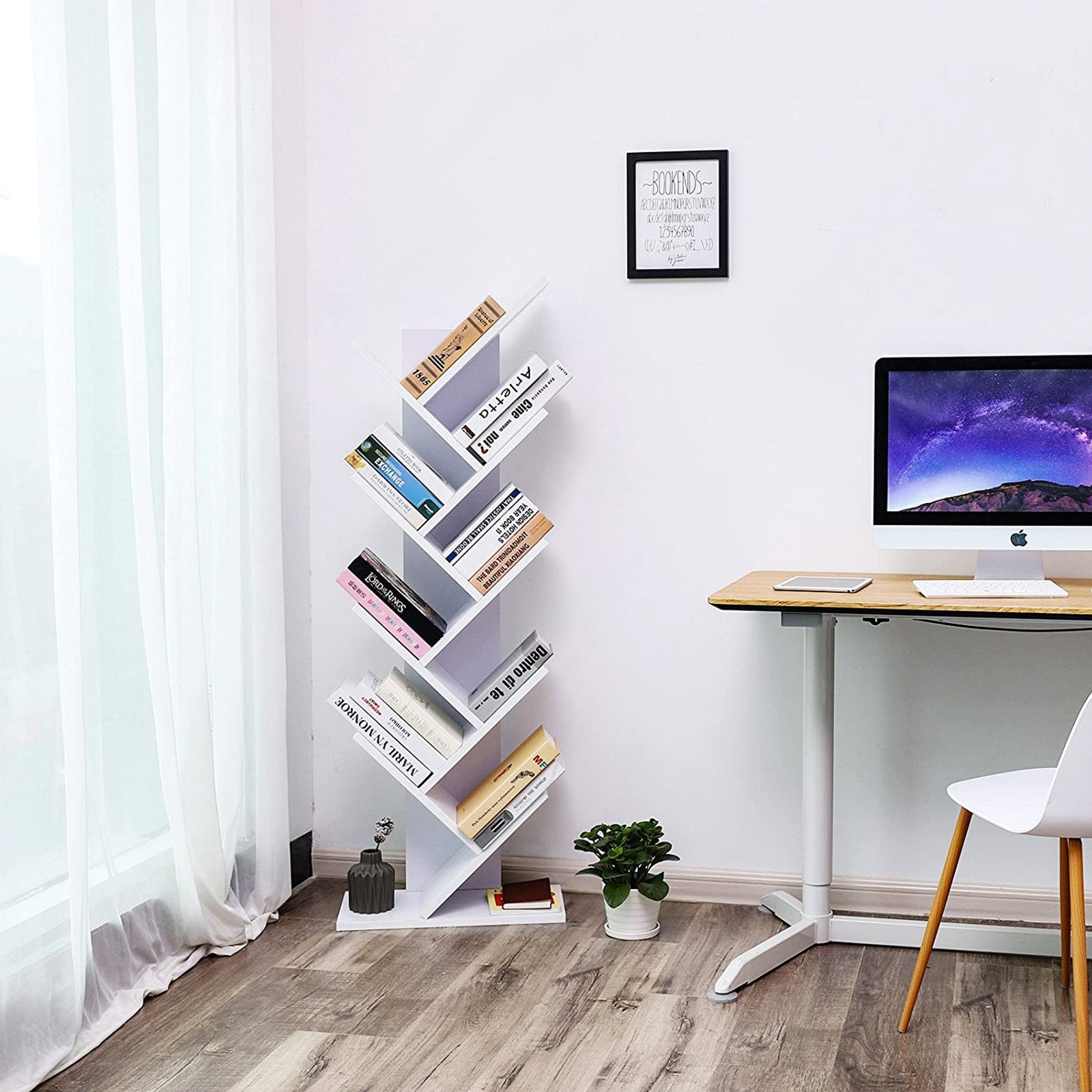 Boekenkast - Staande kast - 8 niveaus - Wit