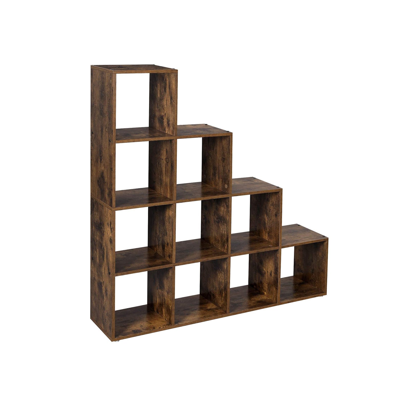 Boekenkast - Opbergkast met 10 planken - Donkerbruin - Vintage design