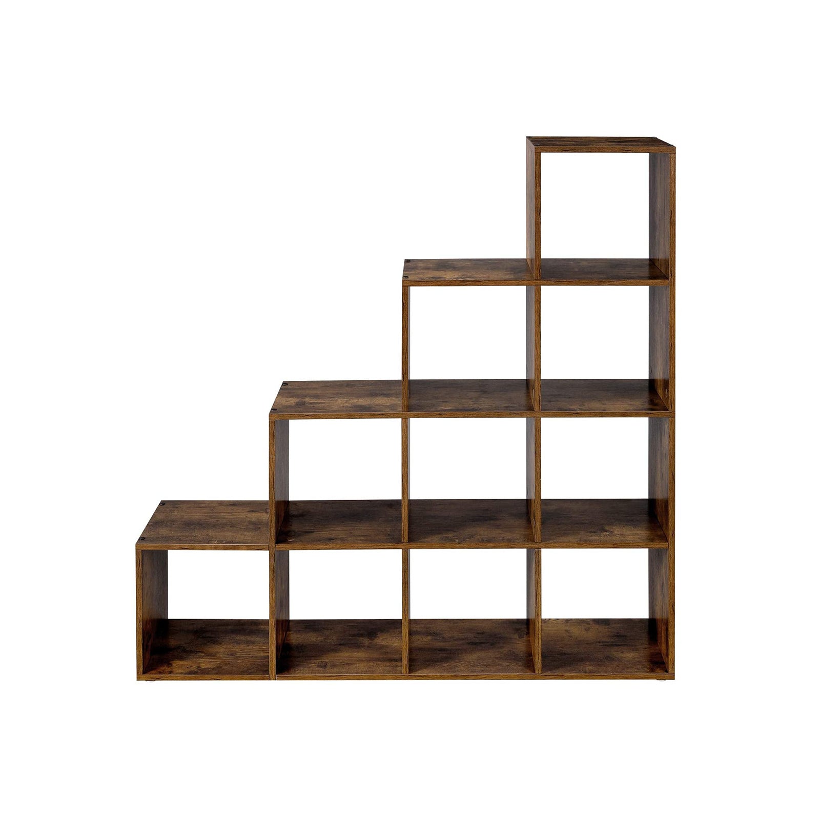 Boekenkast - Opbergkast met 10 planken - Donkerbruin - Vintage design