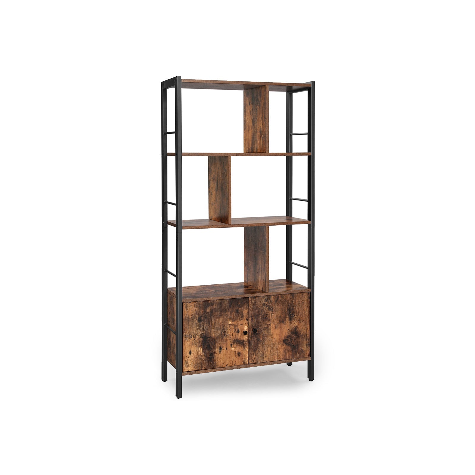 Boekenkast met gesloten compartimenten – Robuuste constructie – 20 kg per plank – 66 x 30 x 153 cm – Met kantelbeveiliging