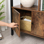Boekenkast - Woonkamerkast - Opbergkast - Staand rek - Vintage bruin/zwart