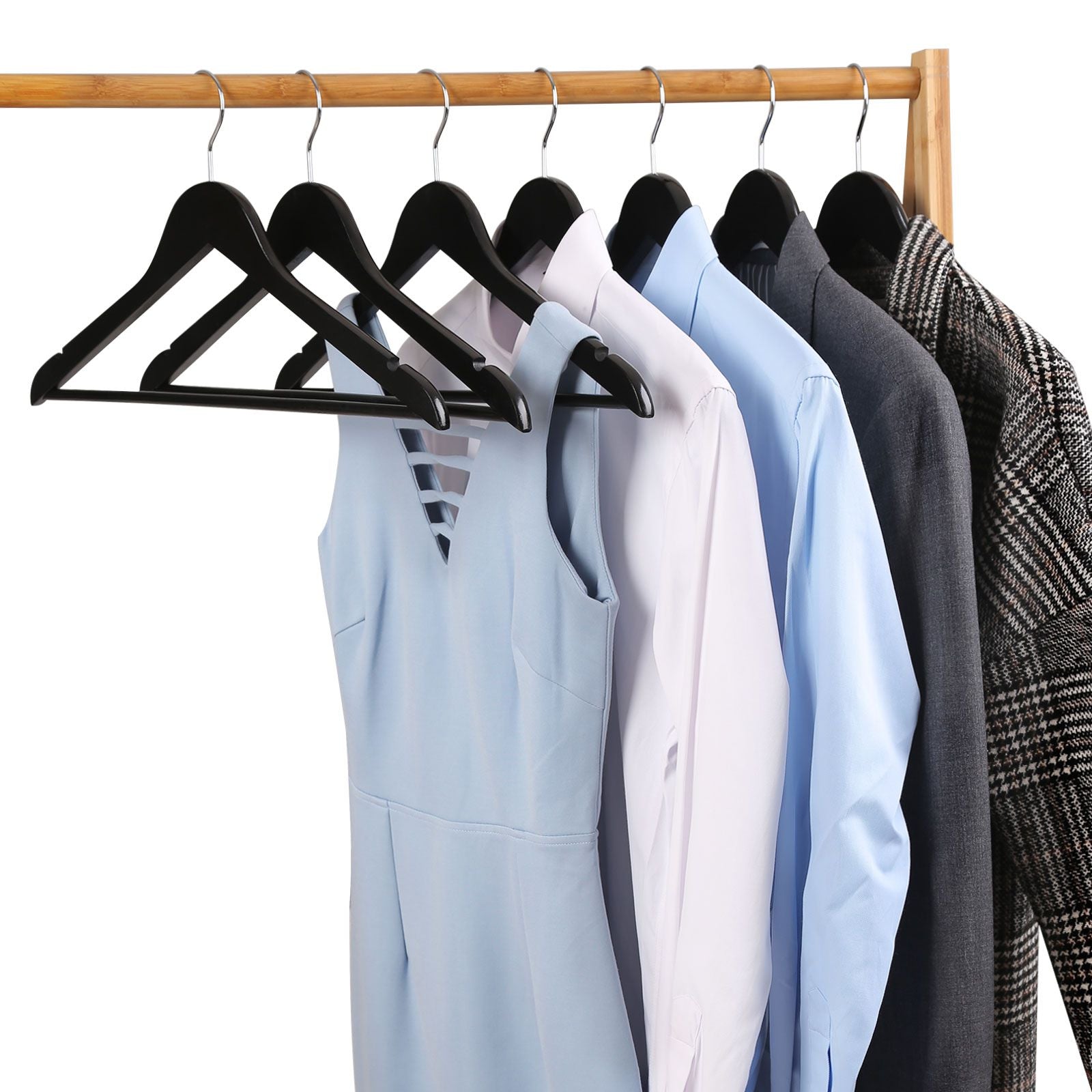 Kledinghangers – 20 stuks – Hout – Zwart