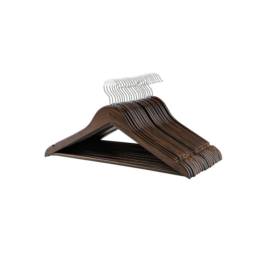 Kledinghangers - 20 stuks - Massief hout - Zwart