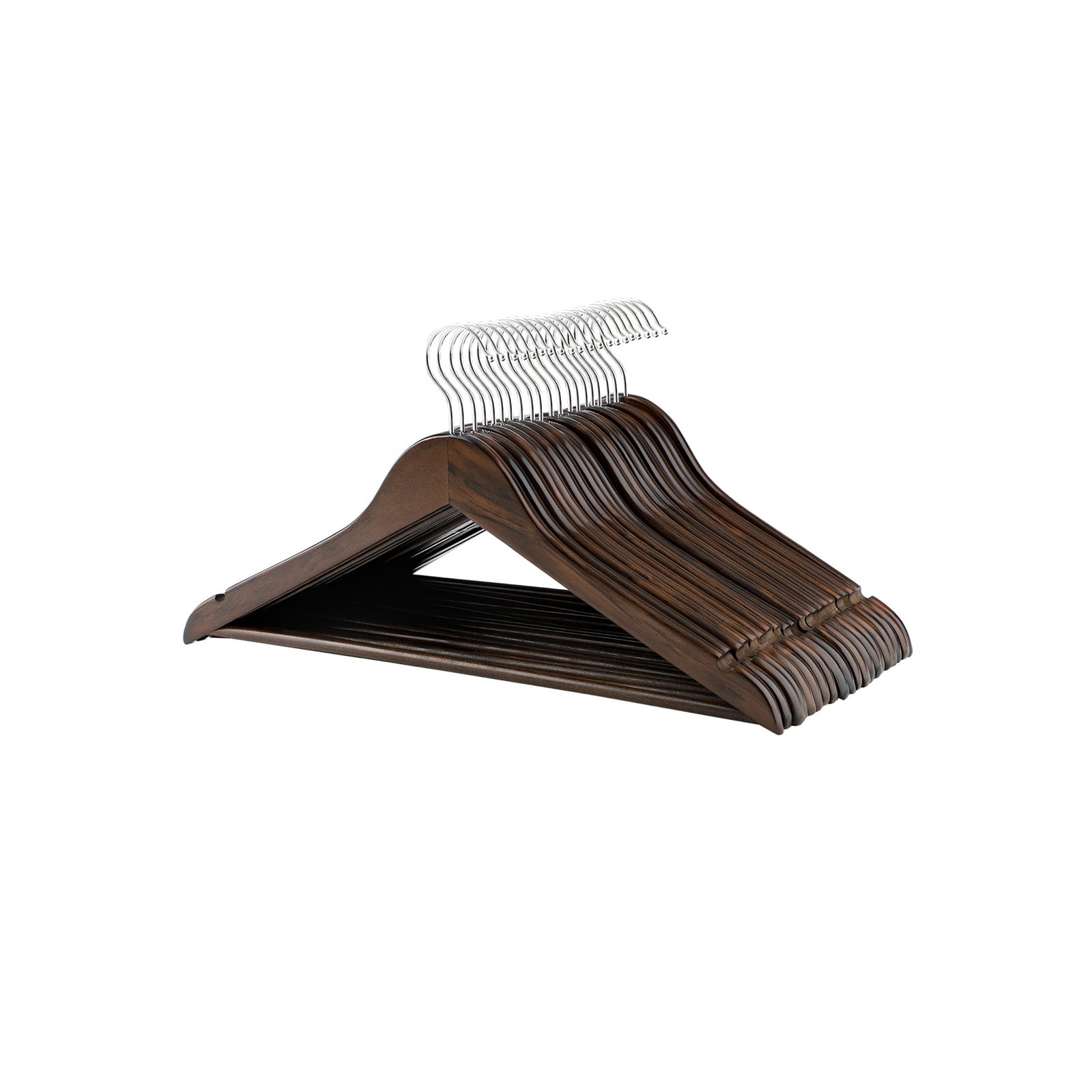 Kledinghangers - 20 stuks - Massief hout - Zwart