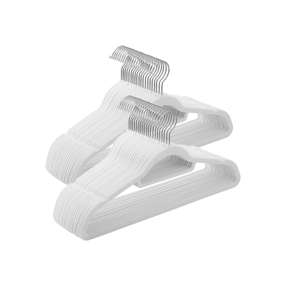 Kledinghangers – Antislip fluweel – Set van 20 – Wit