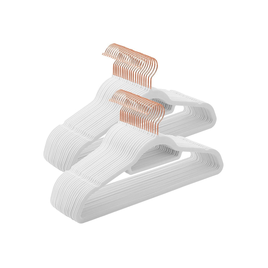 Fluwelen kleerhangers – Antislip – Set van 50 – Wit