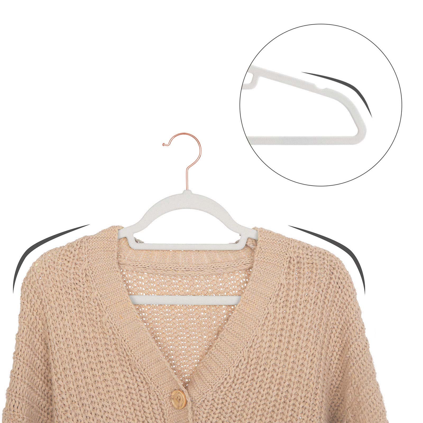 Fluwelen kleerhangers - Anti-slip hangers - Set van 50 - Wit
