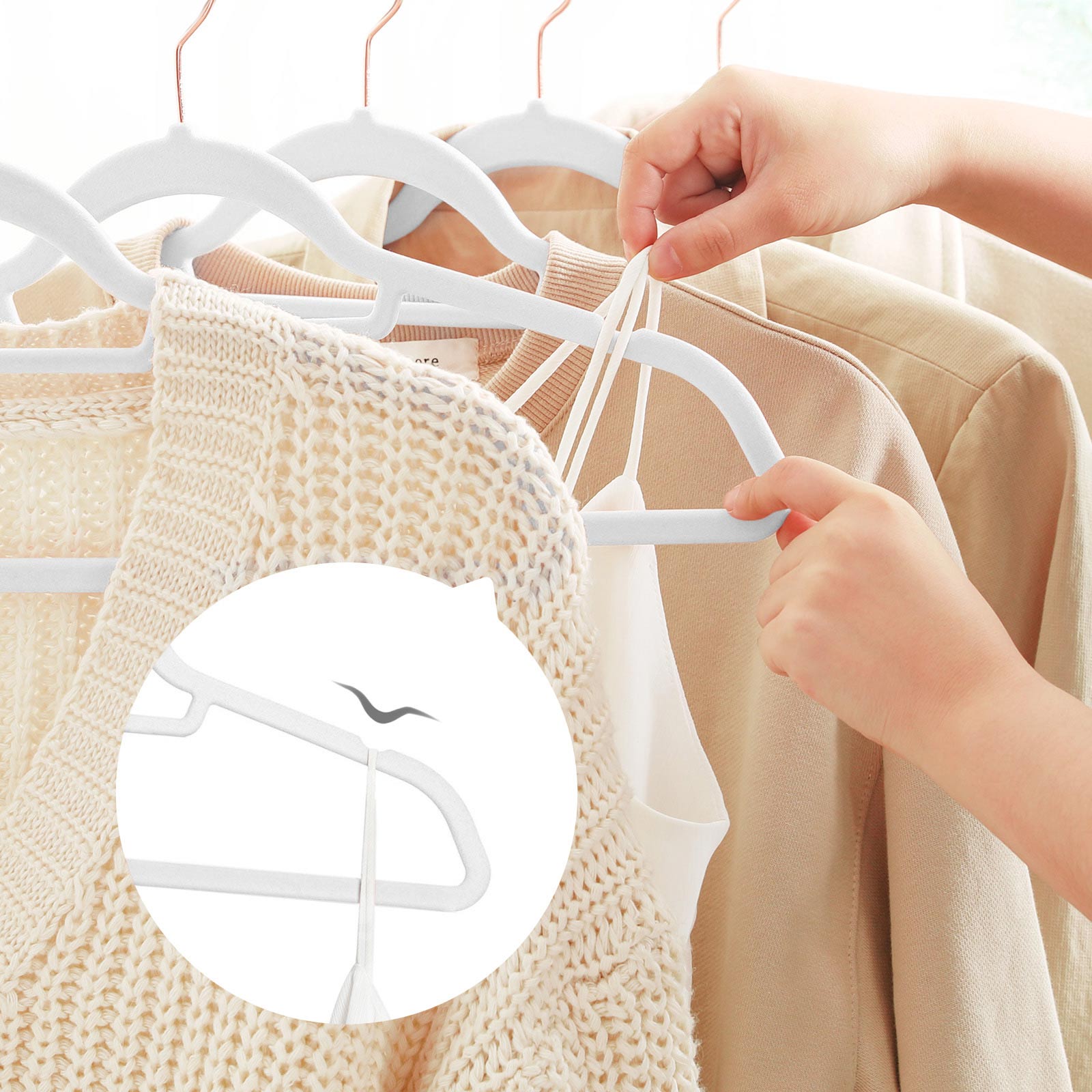 Fluwelen kleerhangers - Anti-slip hangers - Set van 50 - Wit