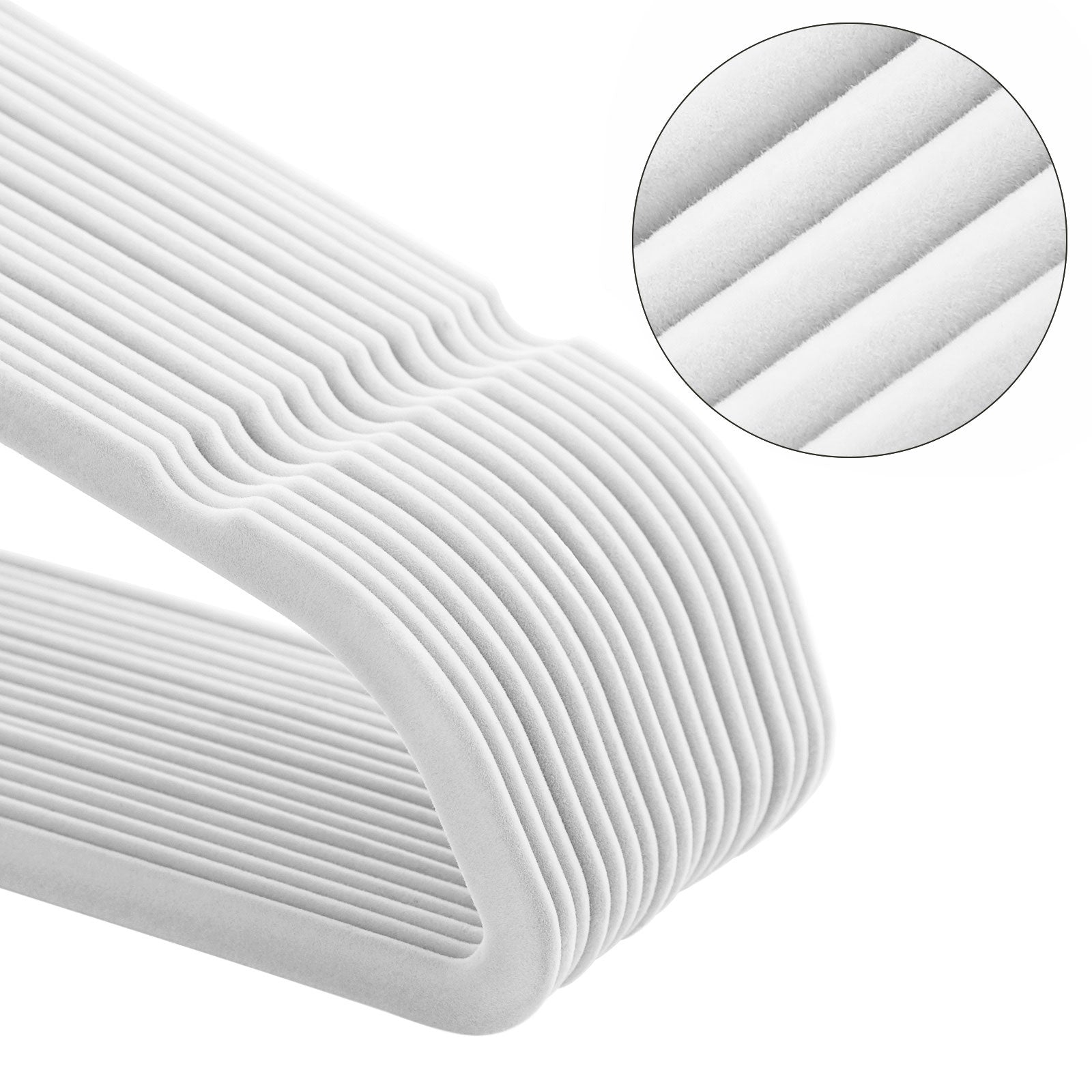 Fluwelen kleerhangers - Anti-slip hangers - Set van 50 - Wit