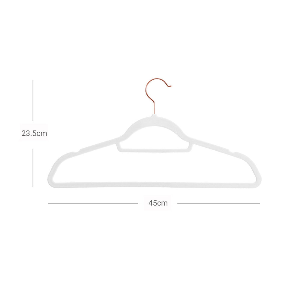 Fluwelen kleerhangers - Anti-slip hangers - Set van 50 - Wit