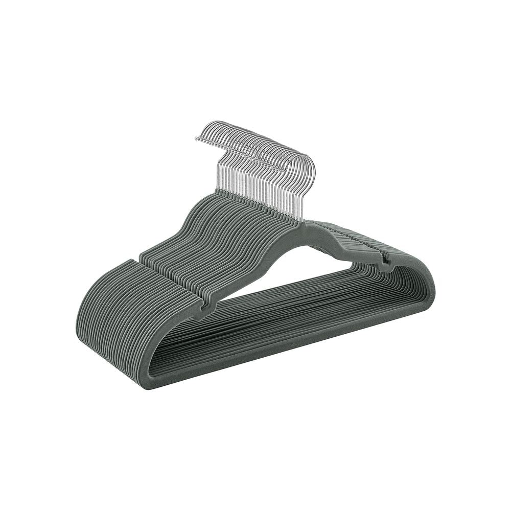 Kledinghangers - Fluwelen kleerhangers - Set van 30 stuks - Antislip - Draaibare haak - Grijs