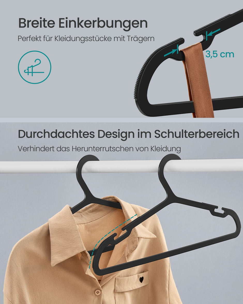 Kleerhangers Set van 50 – 41,7 cm Breed – Inktzwart