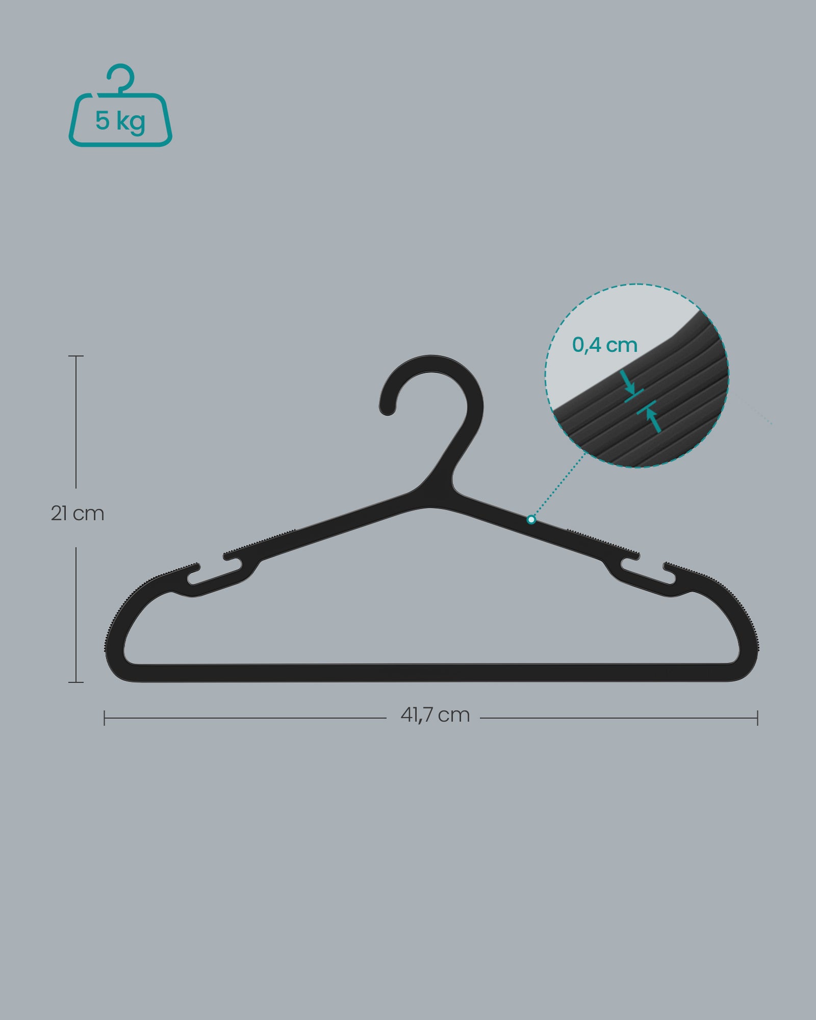 Kleerhangers Kunststof Set Van 50 41,7 Cm Breed Inktzwart