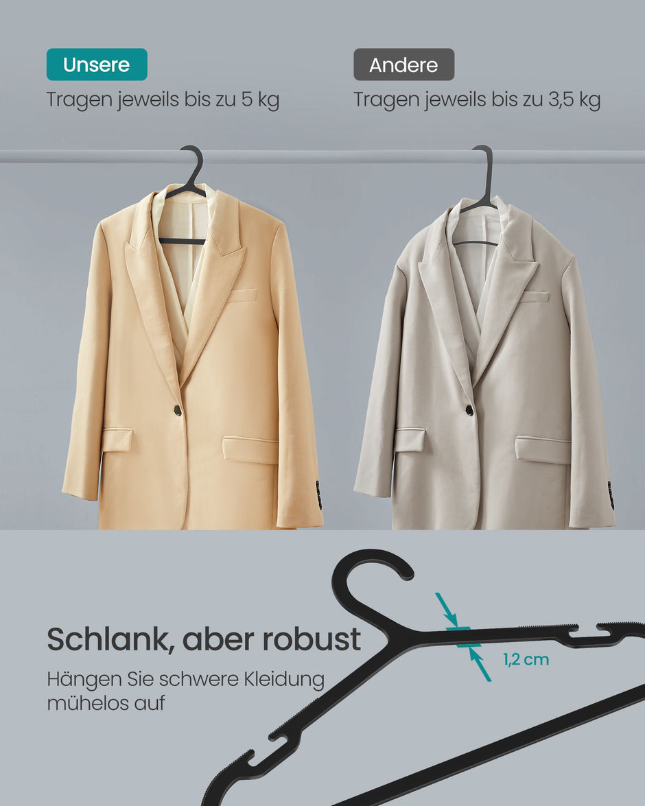 Kleerhangers Set van 50 – 41,7 cm Breed – Inktzwart