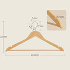Houten kleerhangers - Set van 20 - Massief hout - Anti-slip - 360° draaibare haak