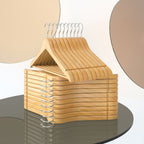 Houten Kledinghangers – Set van 50 – Stevige Afwerking – Natuurlijk Zilver