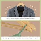 Houten Kledinghangers – Set van 50 – Stevige Afwerking – Natuurlijk Zilver