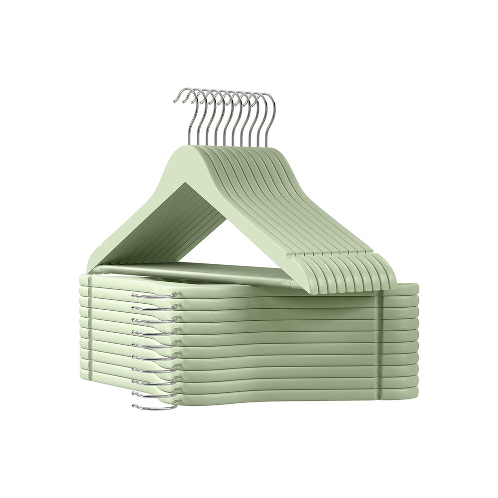 Houten kledinghangers – Set van 10 – Wit
