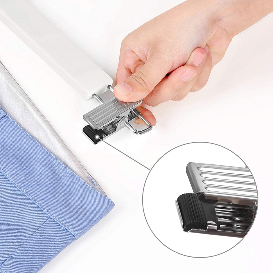 Broekhanger – Set van 8 met clips – Natuurlijk hout – Wit