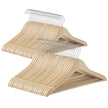 Houten Kledinghangers - Set van 48 - Met Schouderinkepingen - Broekstang - Naturel Beige