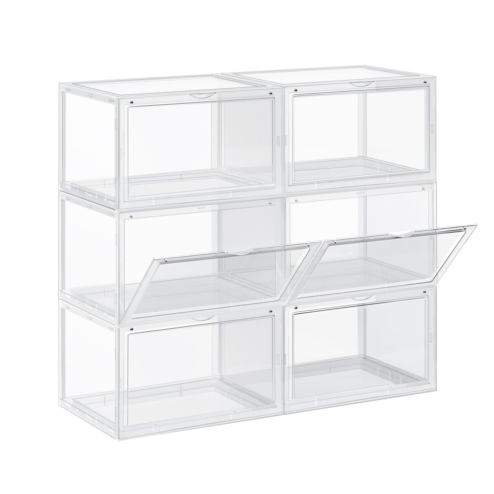 Schoenendozen - Set van 6 - Stapelbare opbergdozen - 46,36 x 28 x 22 cm - Transparant