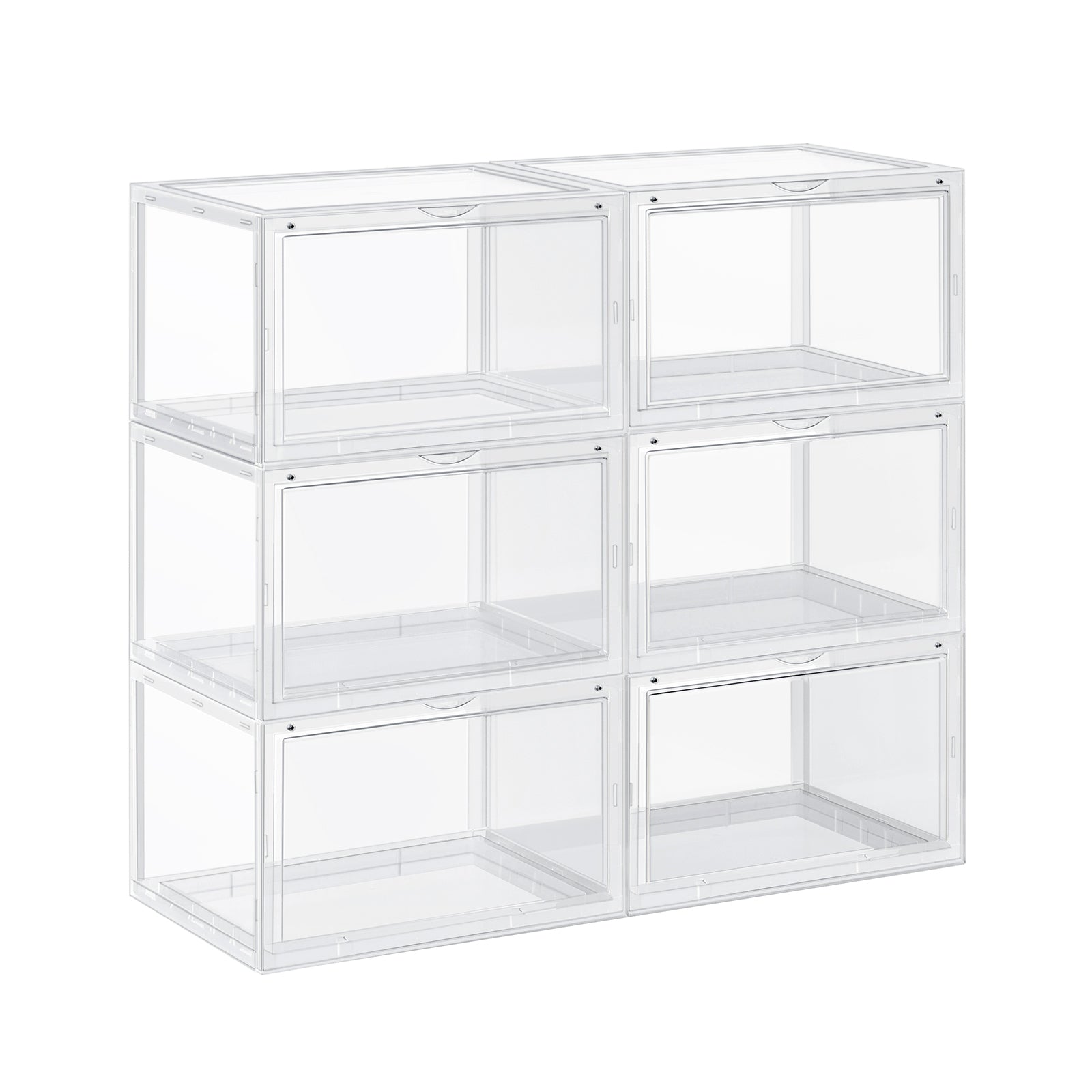 Schoenendozen - Set van 6 - Stapelbare opbergdozen - 46,36 x 28 x 22 cm - Transparant
