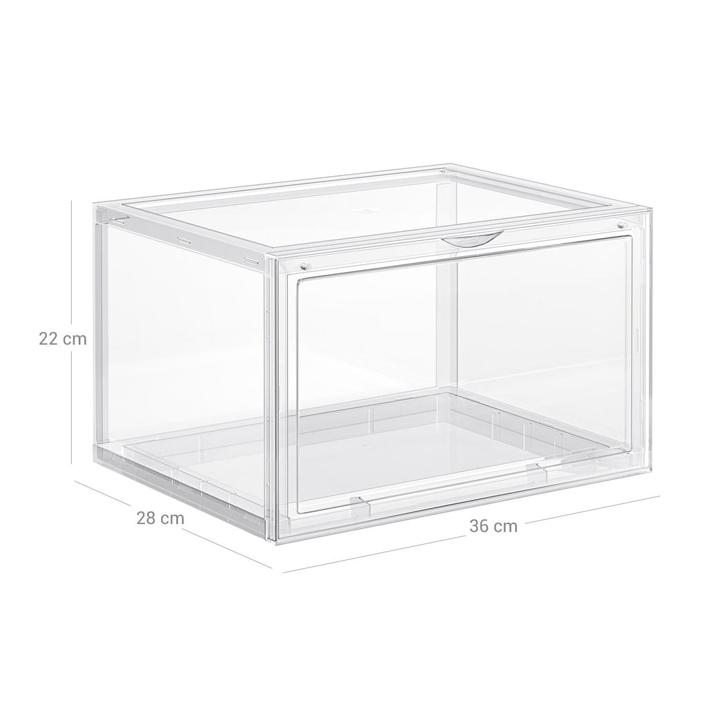 Schoenendozen - Set van 6 - Stapelbare opbergdozen - 46,36 x 28 x 22 cm - Transparant