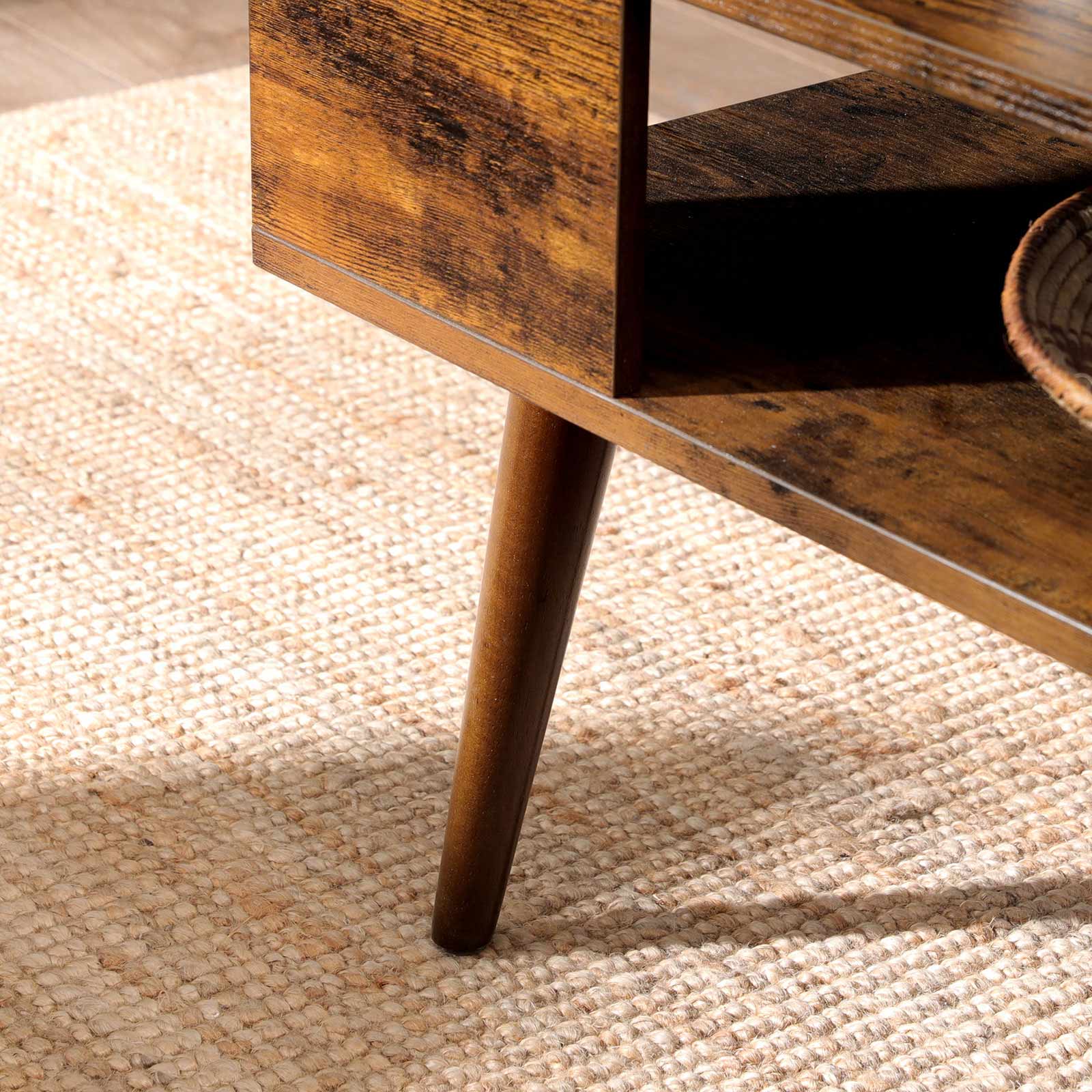 Salontafel – Met lade en open vak – Vintage bruin