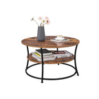 Salontafel - Ronde bijzettafel met 2 planken - Metalen frame