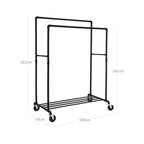 Kledingrek – Zware metalen standaard op wielen – Zwart