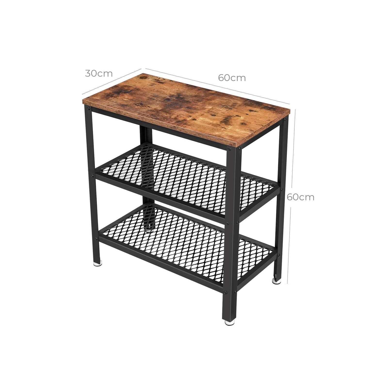 Bijzettafel - Smal model - Met 2 roosterplanken - Industrieel design