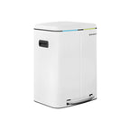 Afvalemmer - 2 vakken - 2 x 20 L - Metaal met pedaal - 40 L - Wit
