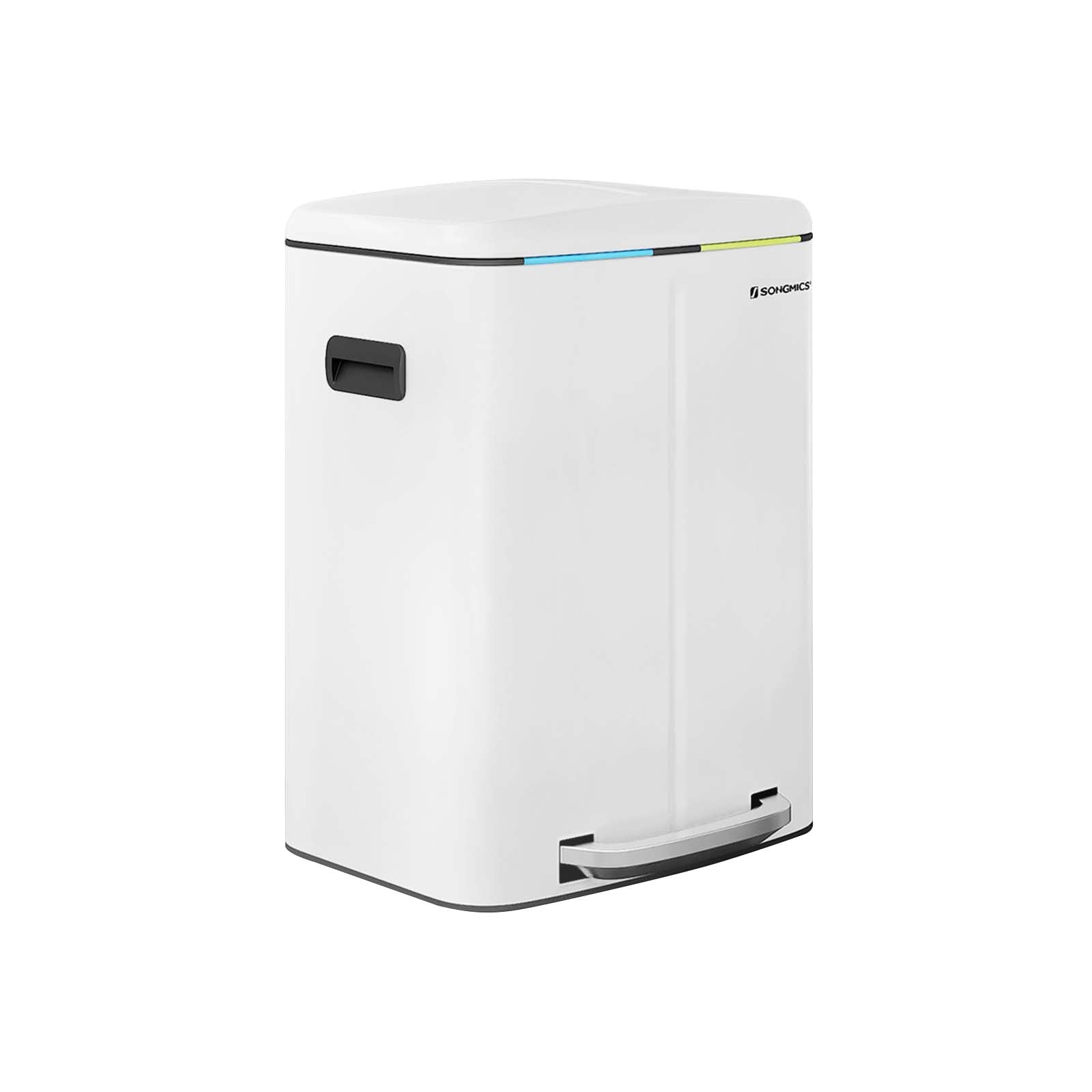 Afvalemmer - 2 vakken - 2 x 20 L - Metaal met pedaal - 40 L - Wit