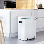 Afvalemmer - 2 vakken - 2 x 20 L - Metaal met pedaal - 40 L - Wit
