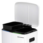 Afvalemmer - 2 vakken - 2 x 20 L - Metaal met pedaal - 40 L - Wit