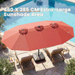 Dubbelparasoll – med LED belysning vev och stativ – 460 x 285 cm – Orange