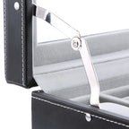 Horlogebox – 20 horloges – glazen deksel – zwart